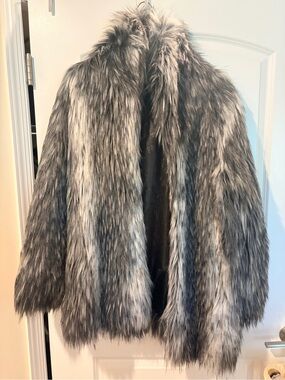 Fabulous Furs Gray Multi Faux Fur Teddy Jacket